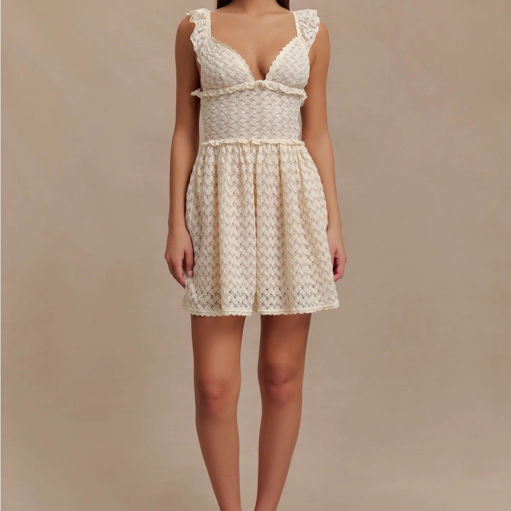 Meshki | Ezra Lace Mini Dress - Ivory
